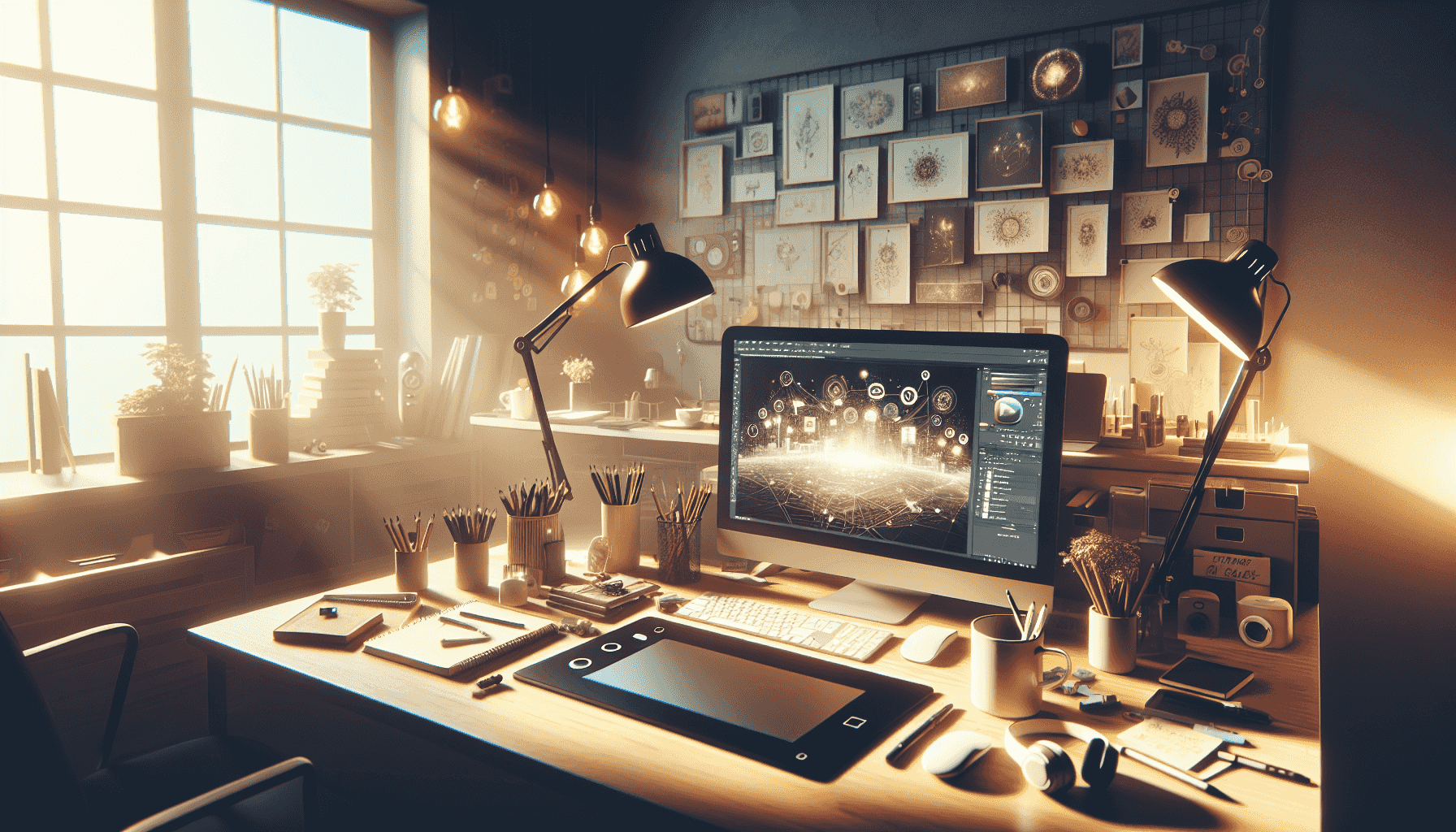 Creatieve werkruimte met digitale tools